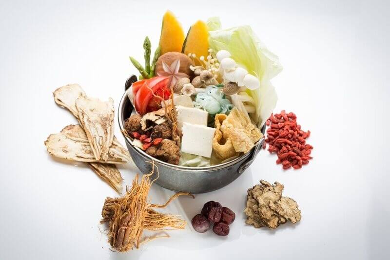 Hot Pot of Vegetables in Chinese Herbal Soup Base